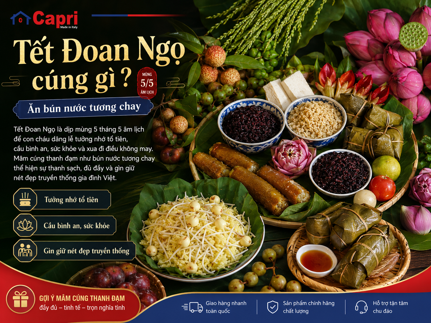 cách cúng tết đoan ngọ 2026 mâm cúng đoan ngọ bún nước tương chay